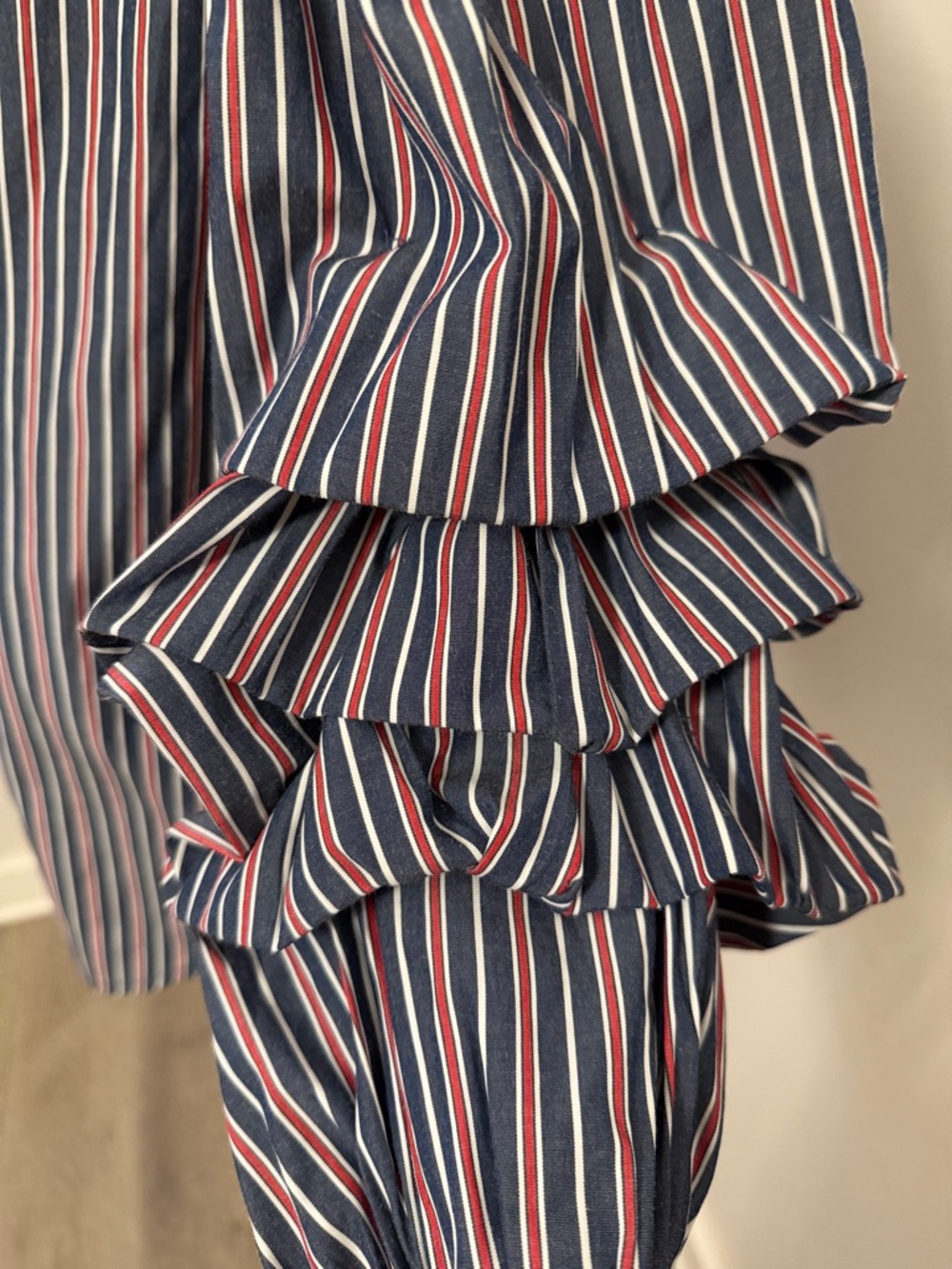 Striped Off-Shoulder Ruffle-Sleeve Blouse - Picture 3 of 6
